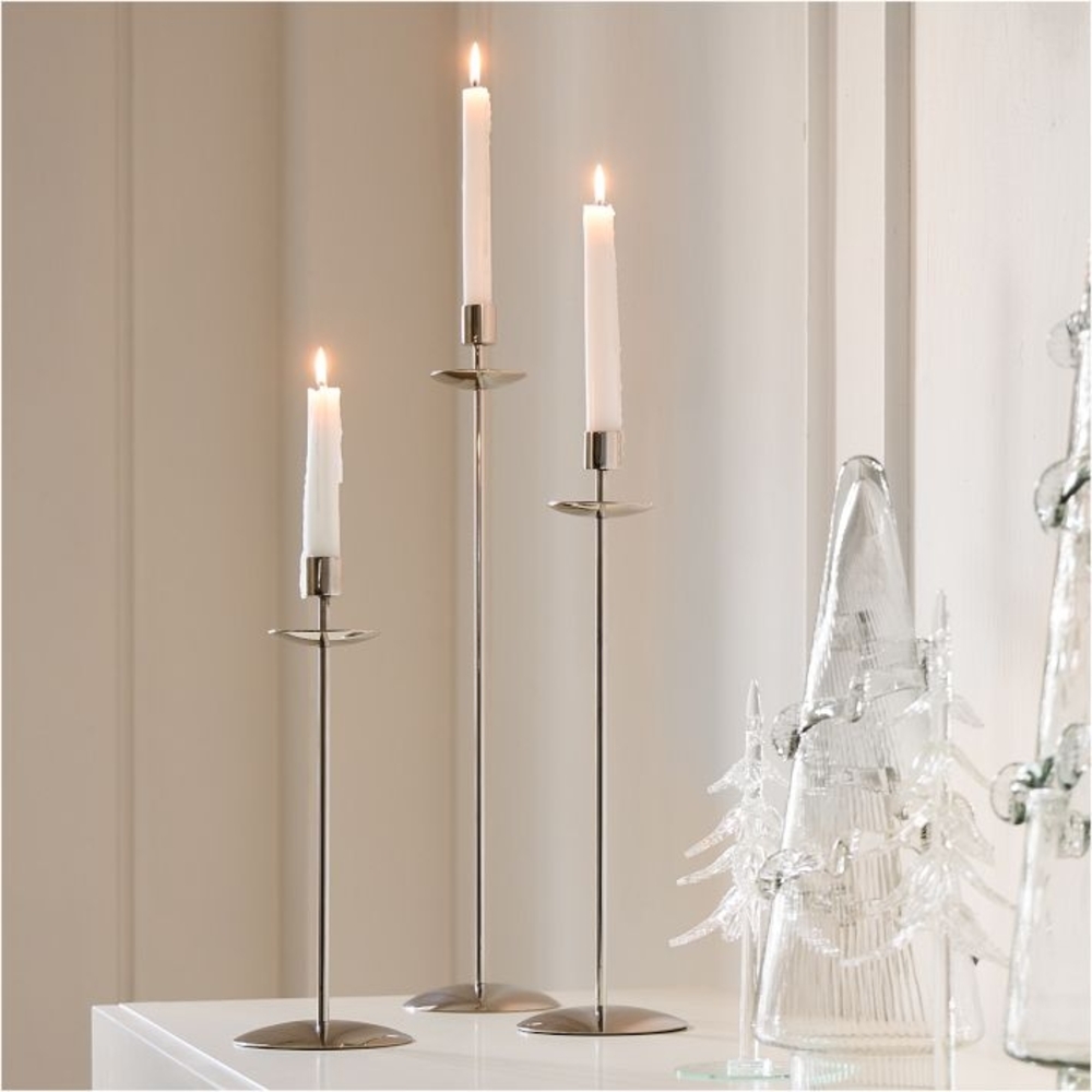 Elegant Silver Candle Holder Set